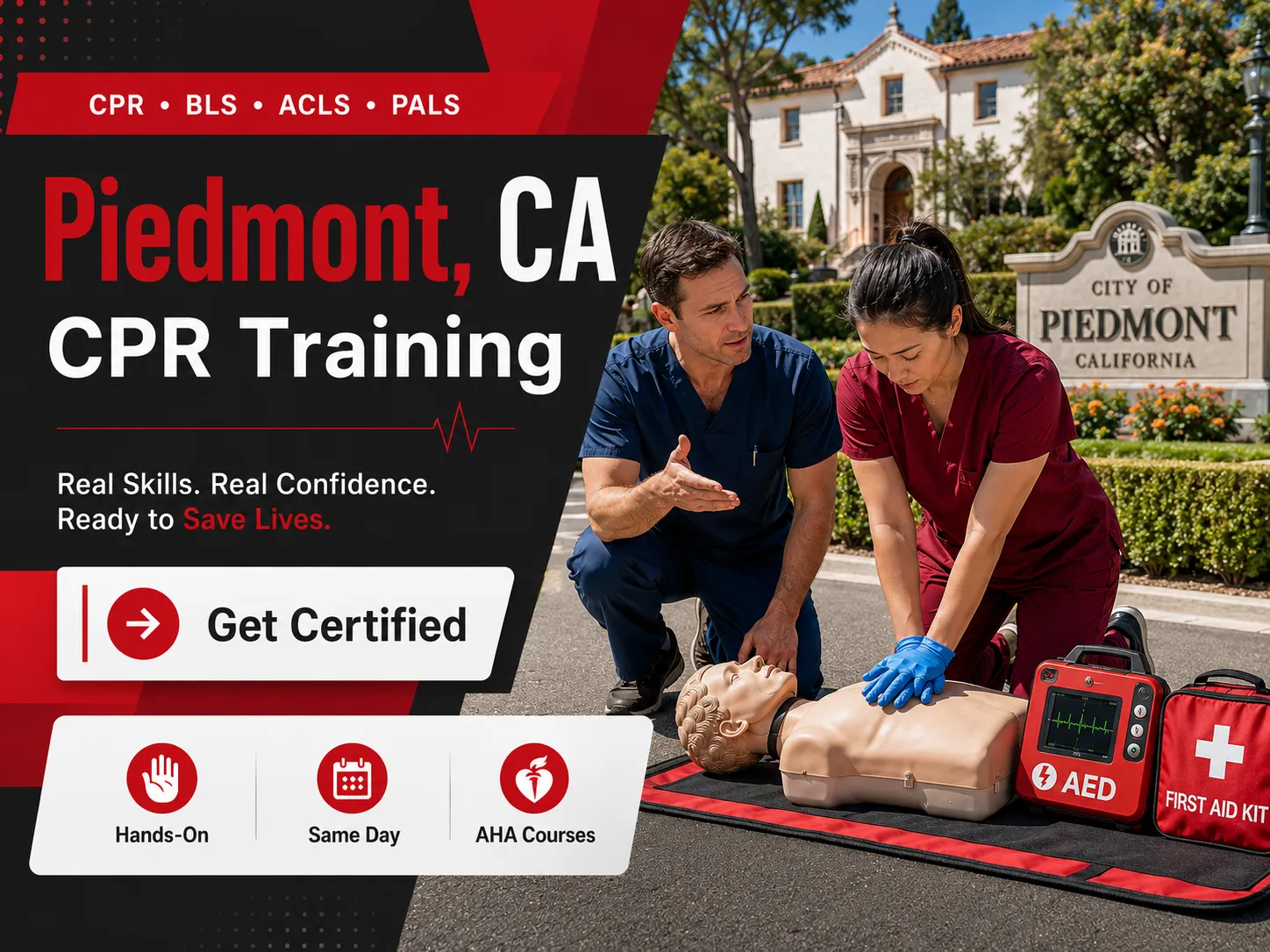 BLS provider certification training with instructor in Piedmont, CA