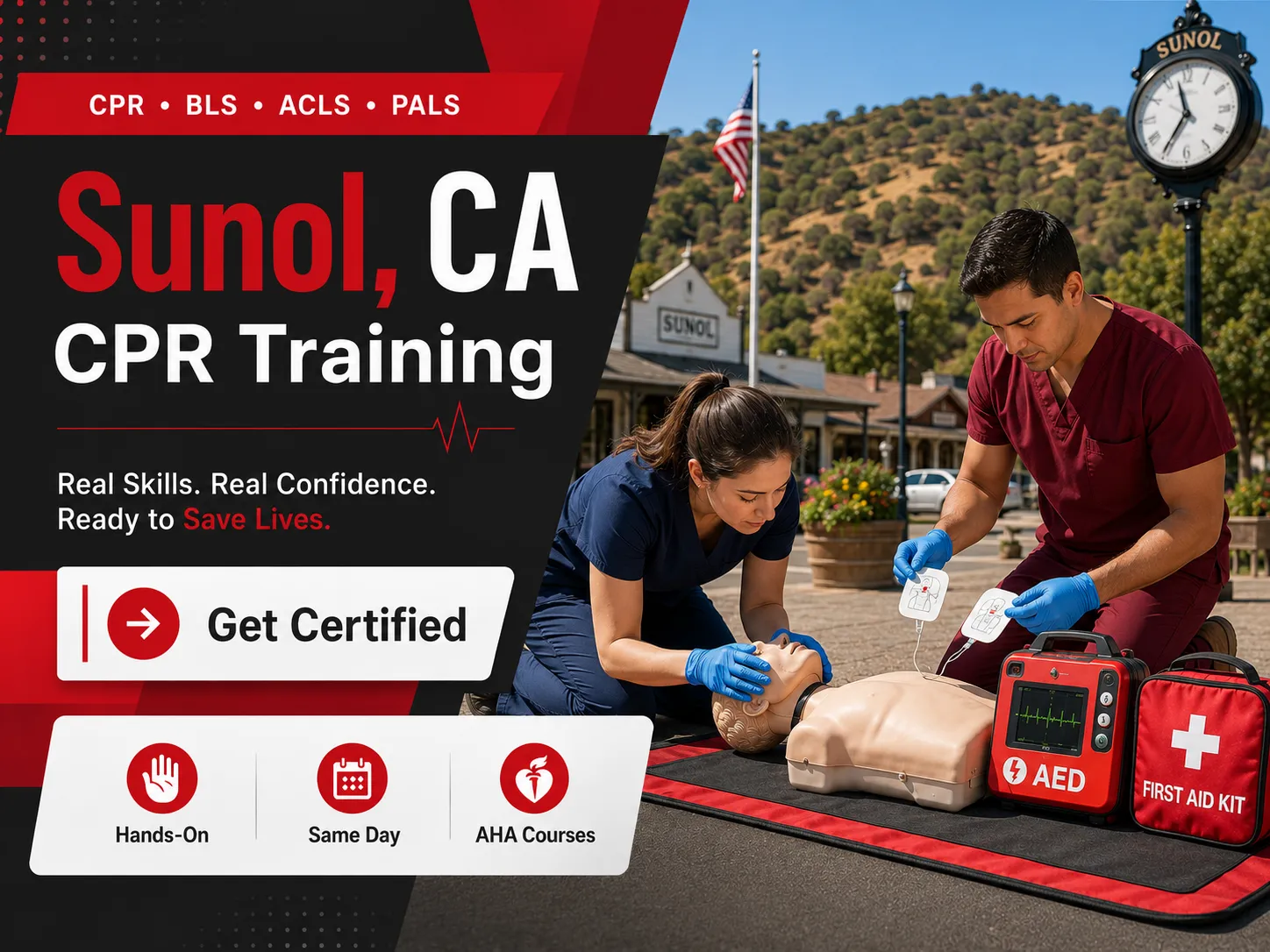 Infant and adult CPR certification class in Sunol, California